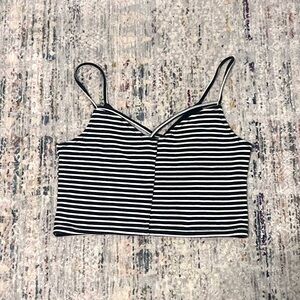 Hollister Black and White Fitted Crop Camisole